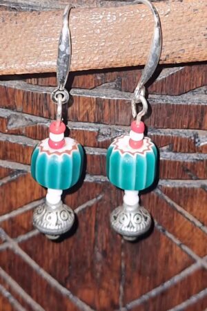 Pendientes gancho plata con perla africana chevron