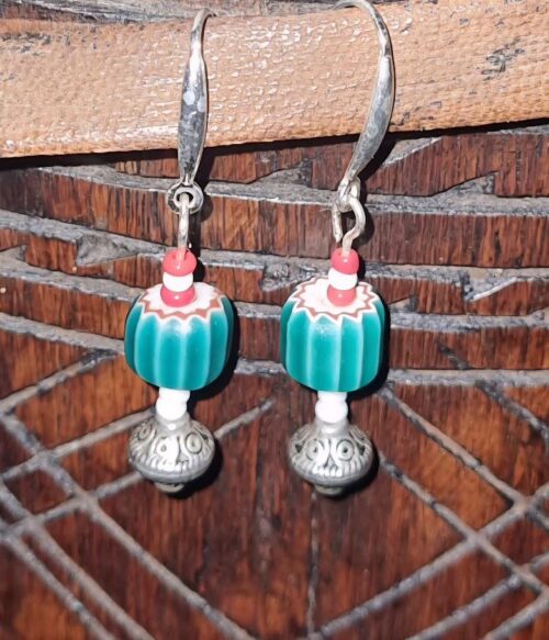 Pendientes gancho plata con perla africana chevron